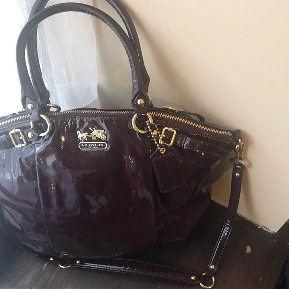 Coach Handbags - COACH PATENT LEATHER MADISON LINDSEY AUBERGINE